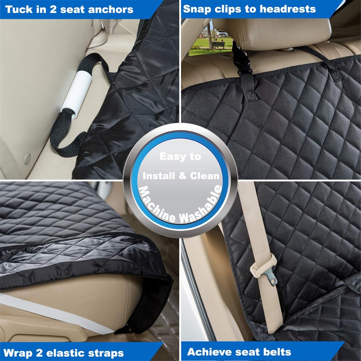 Waterproof Dog Car Seat Cover 🚗🐾 Nonslip Back Seat Protector w/ Side Flaps – Universal
