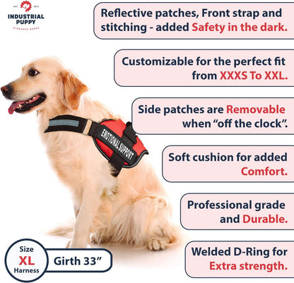 Comfort & Safety for Your Pup: Adjustable Emotional Support Dog Vest Harness - Pink, Large (27-33") with Reflective Straps, Removable Patches, and Convenient Handle