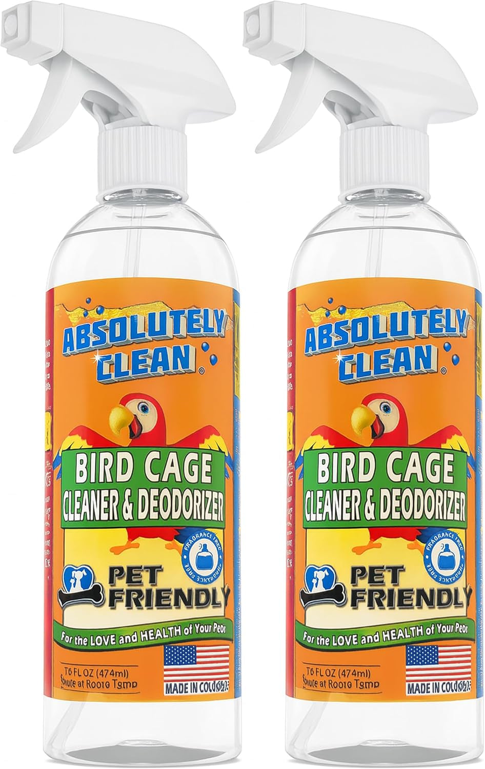 Absolutely Clean Bird Cage Cleaner 🐦✨ Enzyme Poop Remover & Odor Eliminator 16oz