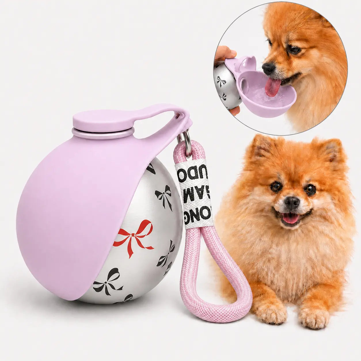 Portable Stainless Steel Pet Water Bottle with Poop Bag Holder - Leak-Proof 285Ml Travel Dispenser for Dogs & Cats
