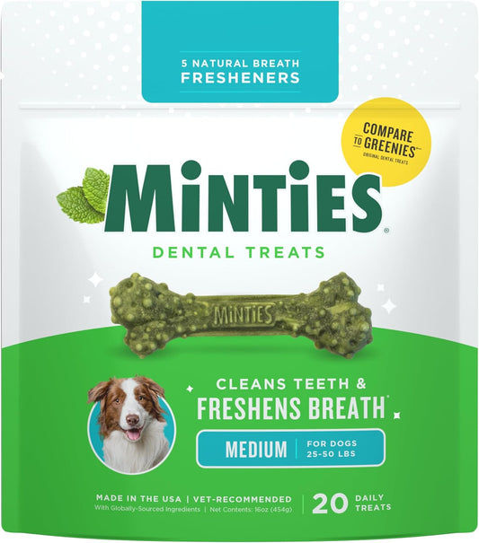 Minty Dental Chews for Dogs 🐶🌿 20ct Vet‑Recommended Treats Clean Teeth & Freshen Breath