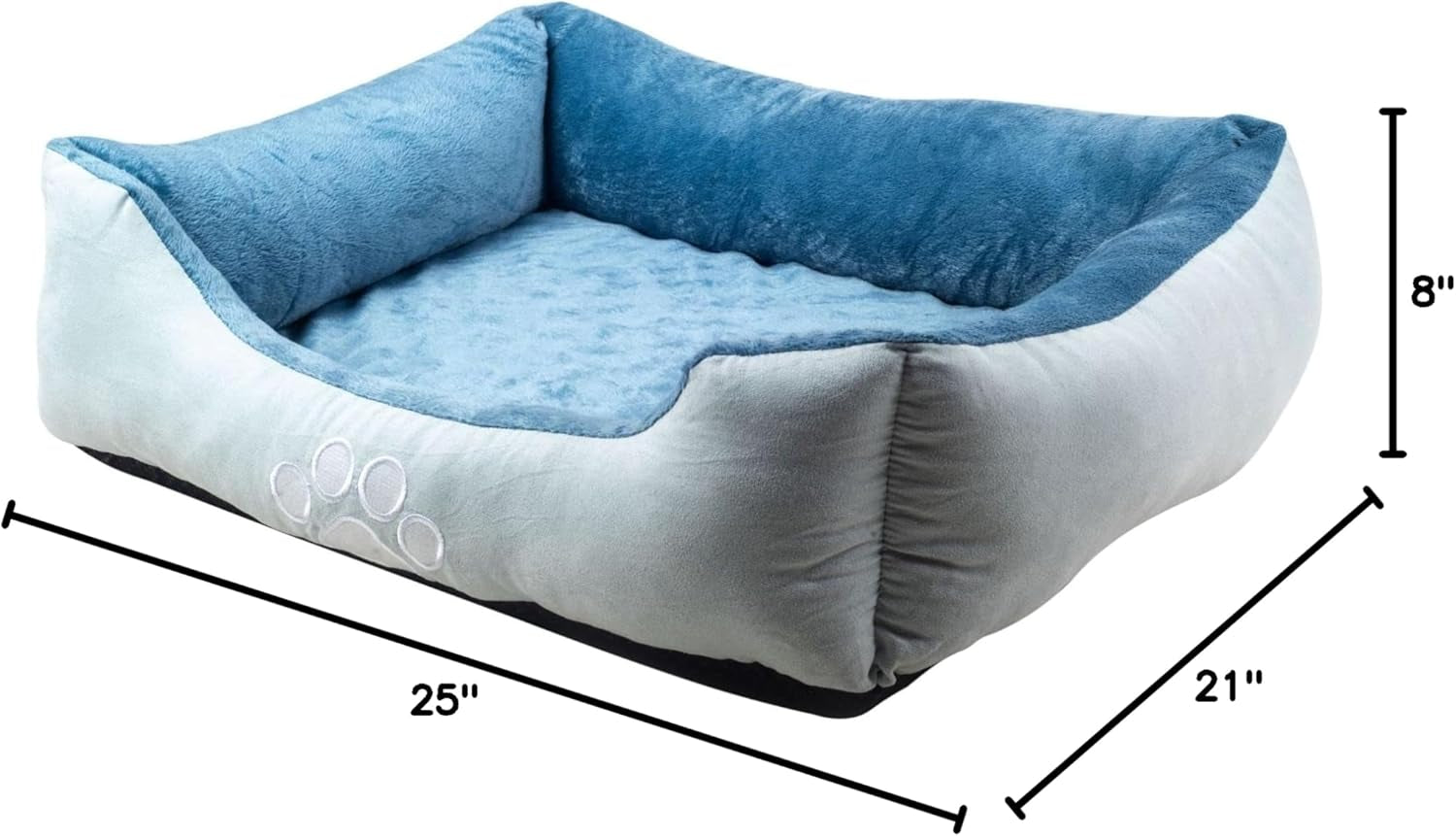 Orthopedic Dog Bed 🐶💤 Reversible Bolster Sofa w/ Washable Cover – Blue Suede/Mink