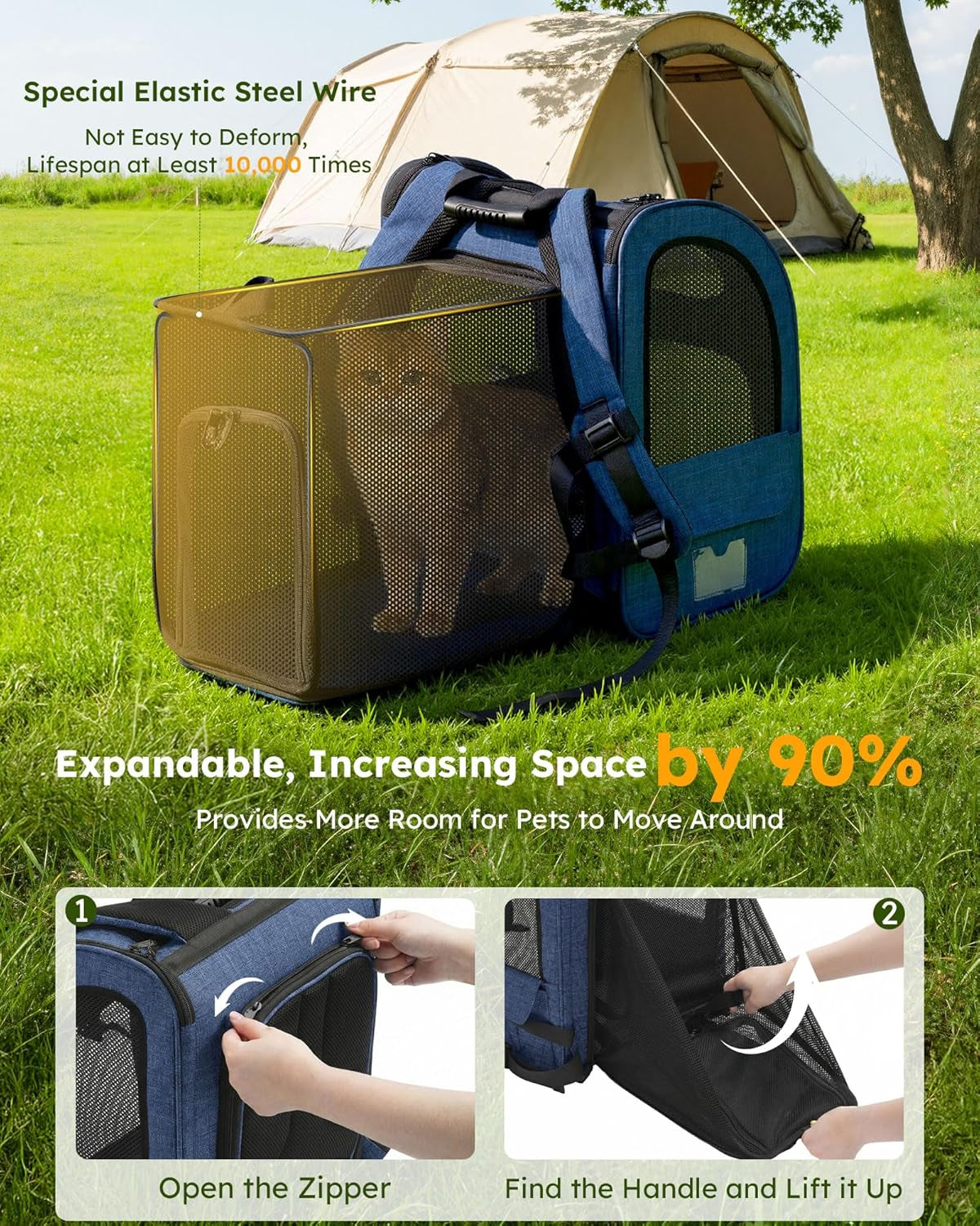 Expandable Pet Carrier Backpack 🐾✨ Ventilated, Comfy, Airline‑Friendly Travel Pack