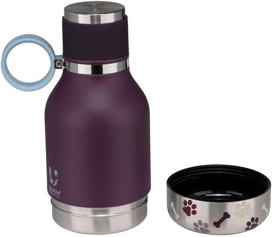 Dog Buddy Bottle 🐾✨ Stainless Steel Insulated Water Bottle with Detachable Dog Bowl & Treat Storage