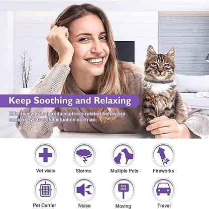 Adjustable Calming Collars – Pheromone Anxiety Relief for Dogs & Cats, 3/4 Pack  