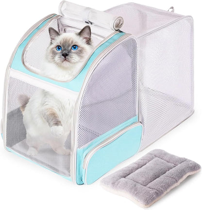 🐱🚀 Back‑Expandable Cat Backpack Carrier — Space Capsule Bubble Window (Up to 12 lbs)