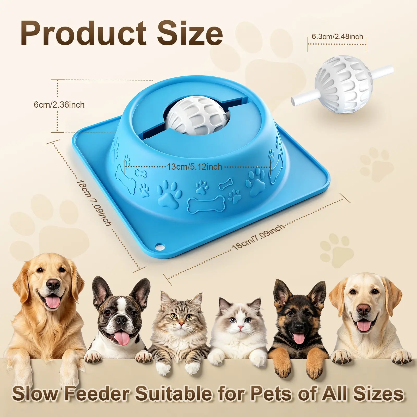 Non-Spill Dog & Cat Lick Bowl - Slow Feeder Puzzle for Wet Treats, Yogurt & Bone Broth - Blue Non-Slip Pet Enrichment Bowl