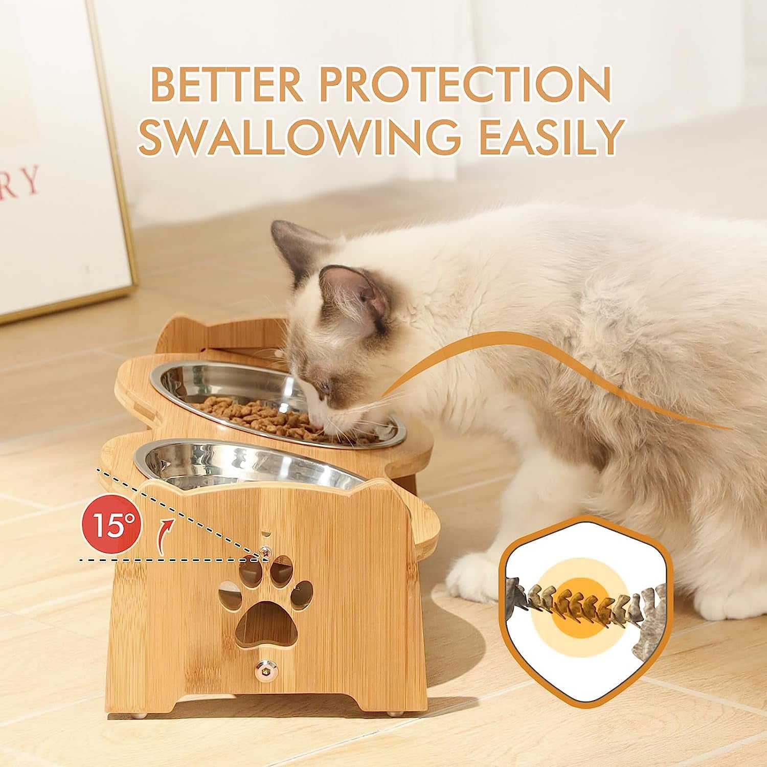 Adjustable Bamboo Elevated Dog Feeder 🐾✨ Non‑Slip, Raised Bowls, Stainless Steel, Digestive‑Friendly
