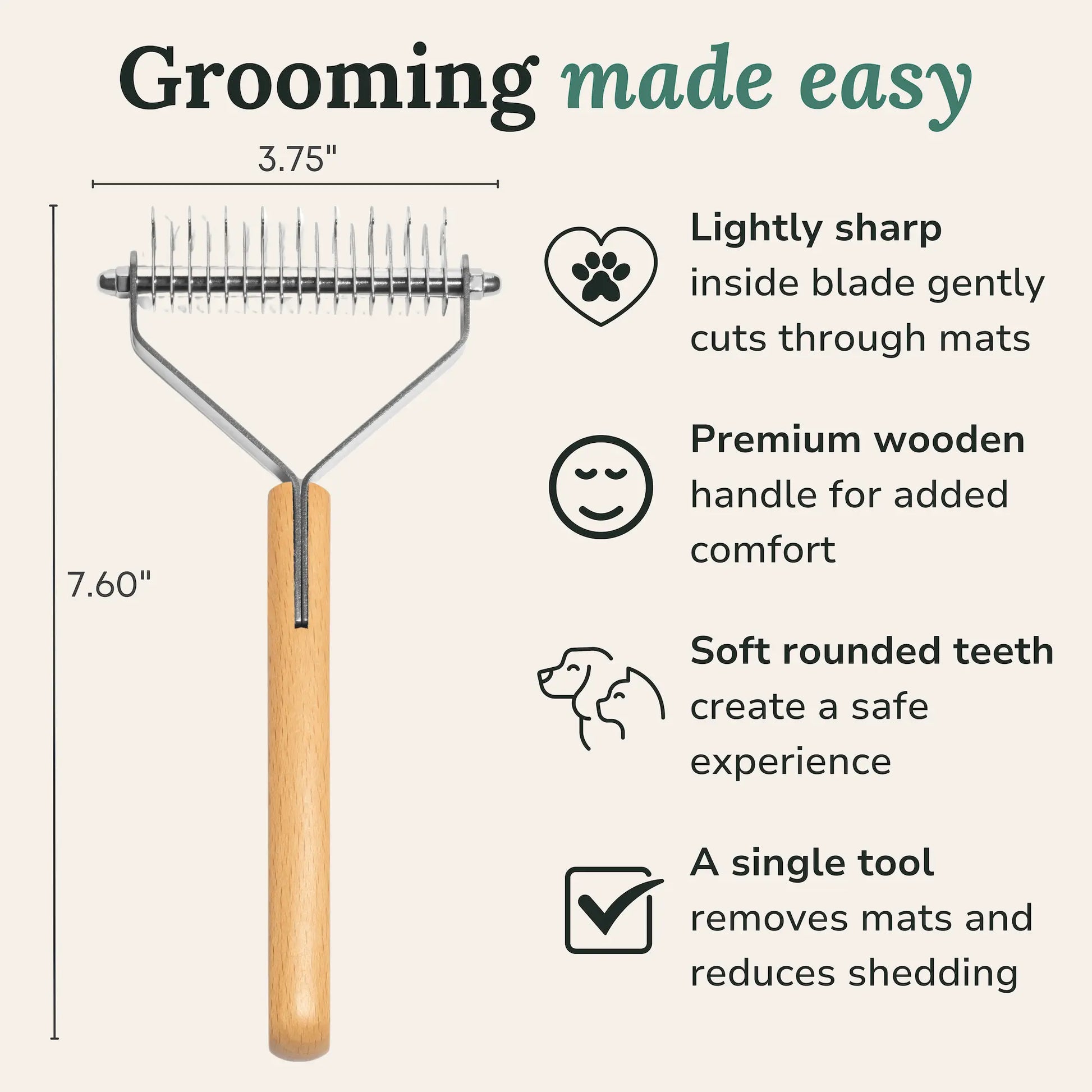 Freshly Bailey - Dematting and Deshedding Brush Tool Comb for Dogs and Cats - Shedding Comb and Mat Remover