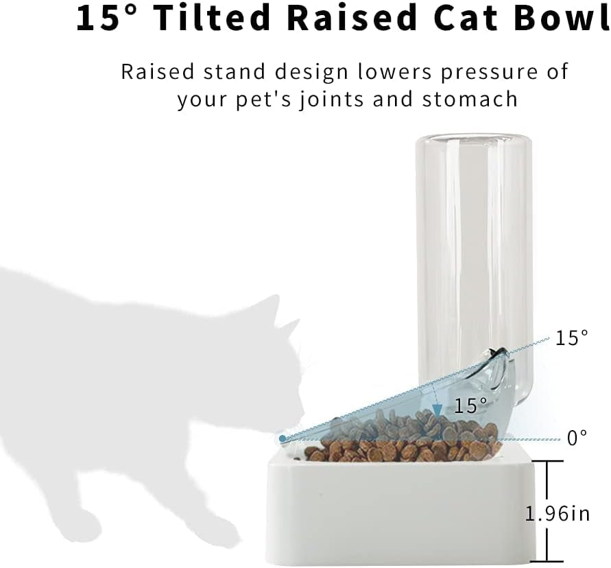 🐶🐱✨ Double Elevated Dog & Cat Bowl Set — 15° Tilted Raised Dishes (Indoor, Small/Medium Pets)