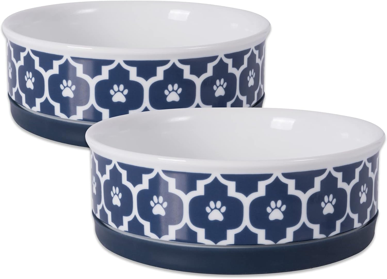 Ceramic Non‑Skid Pet Bowls 🍽️🐾 Set of 2 Lattice Design for Cats & Dogs – 4.25"