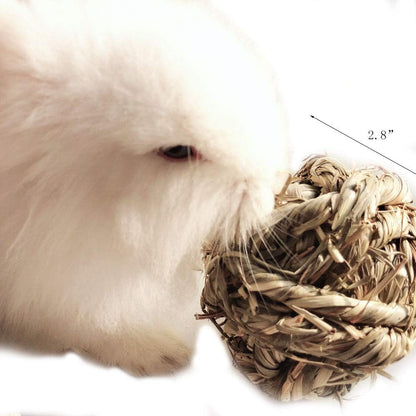 Natural Timothy Grass Balls 🌾🐹 3‑Pack Chew Toys for Rabbits, Guinea Pigs & Hamsters