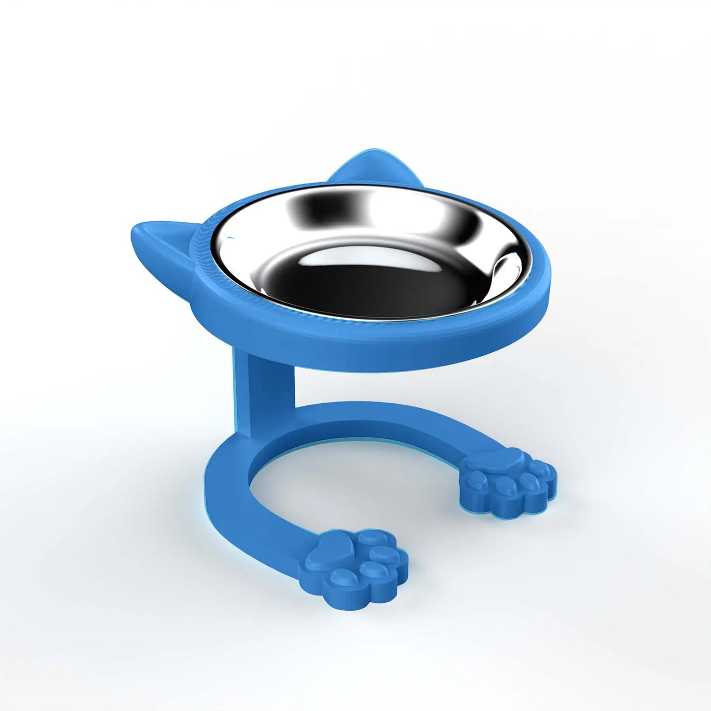 Elevated Stainless Steel Cat Bowl with Anti-Slip Stand - Whisker Friendly Feeder for Senior Cats and Small Puppies - Easy Clean & Portable Design