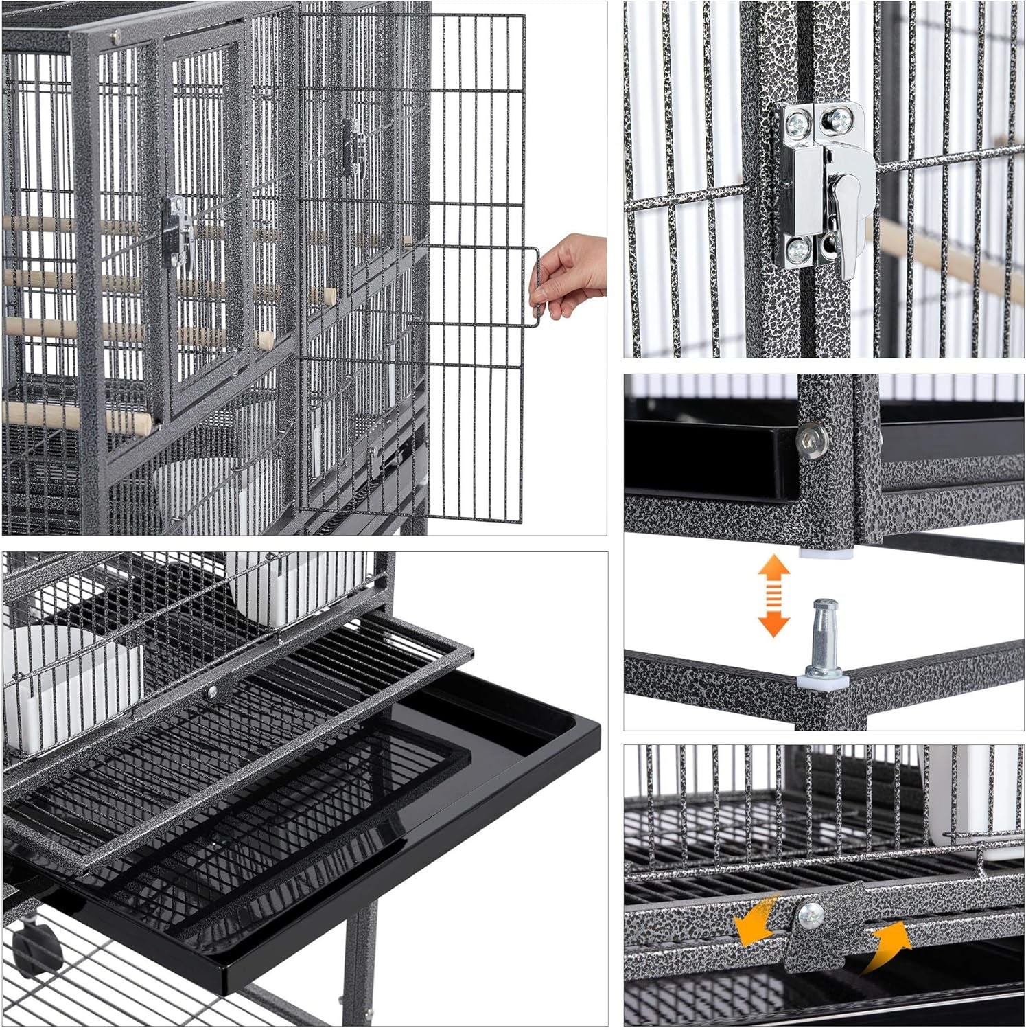🐦🏠 Yaheetech 41.5" Stackable Divided Breeder Bird Cage — Rolling Stand, Divider, Feeding Doors & Perches (Black)