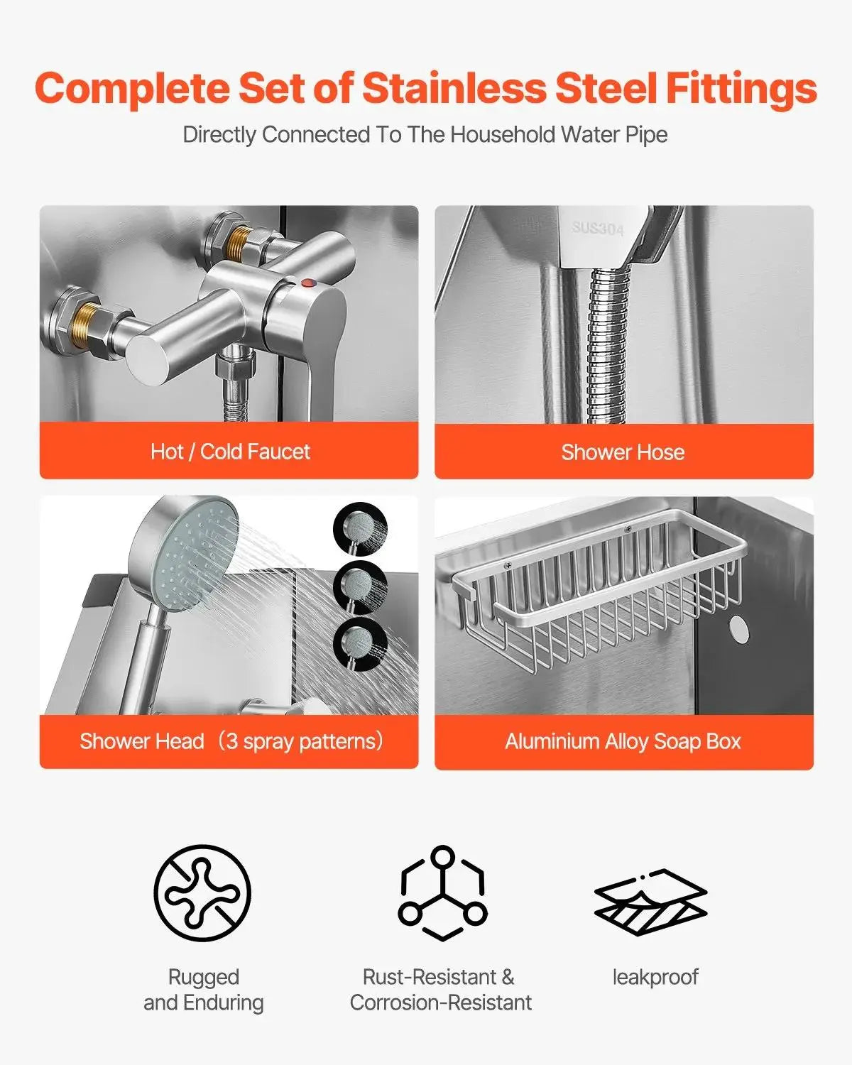 Vevor 34-Inch Stainless Steel Dog Washing Station - All-In-One Pet Grooming Tub with Hot & Cold Faucet, Showerhead, and Storage Rack for Easy Bathing at Home! Perfect for Small Dogs and Cats!