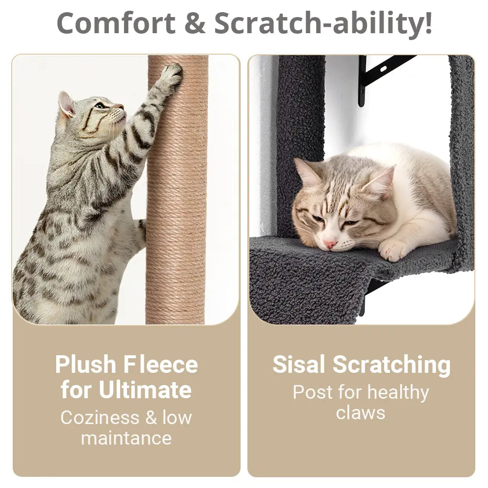 CAVEEN 5-in-1 Wall-Mounted Cat Climbing Set - Perfect Cat Wall Shelves and Perches for Multiple Cats to Play, Sleep, and Lounge