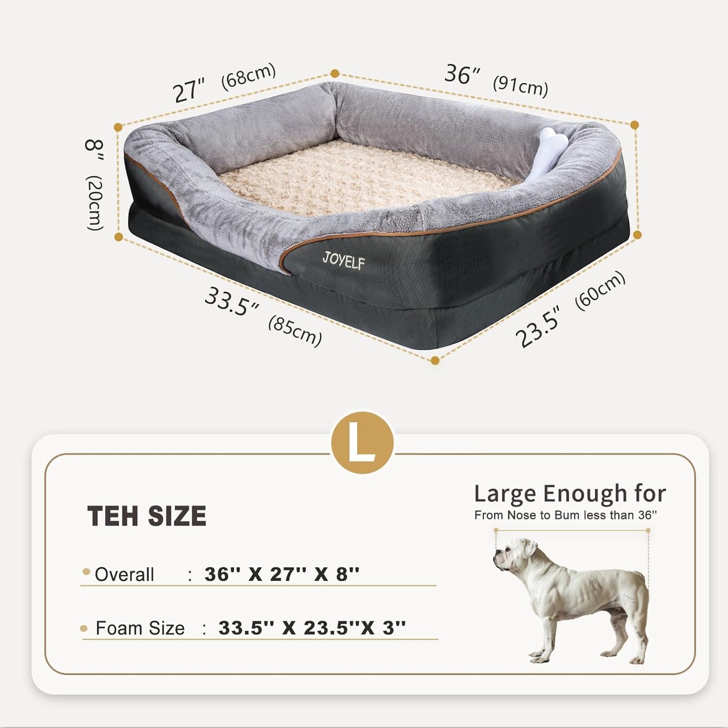 JOYELF Orthopedic Dog Bed 🐾💤 Memory Foam Sofa w/ Bolsters & Washable Cover