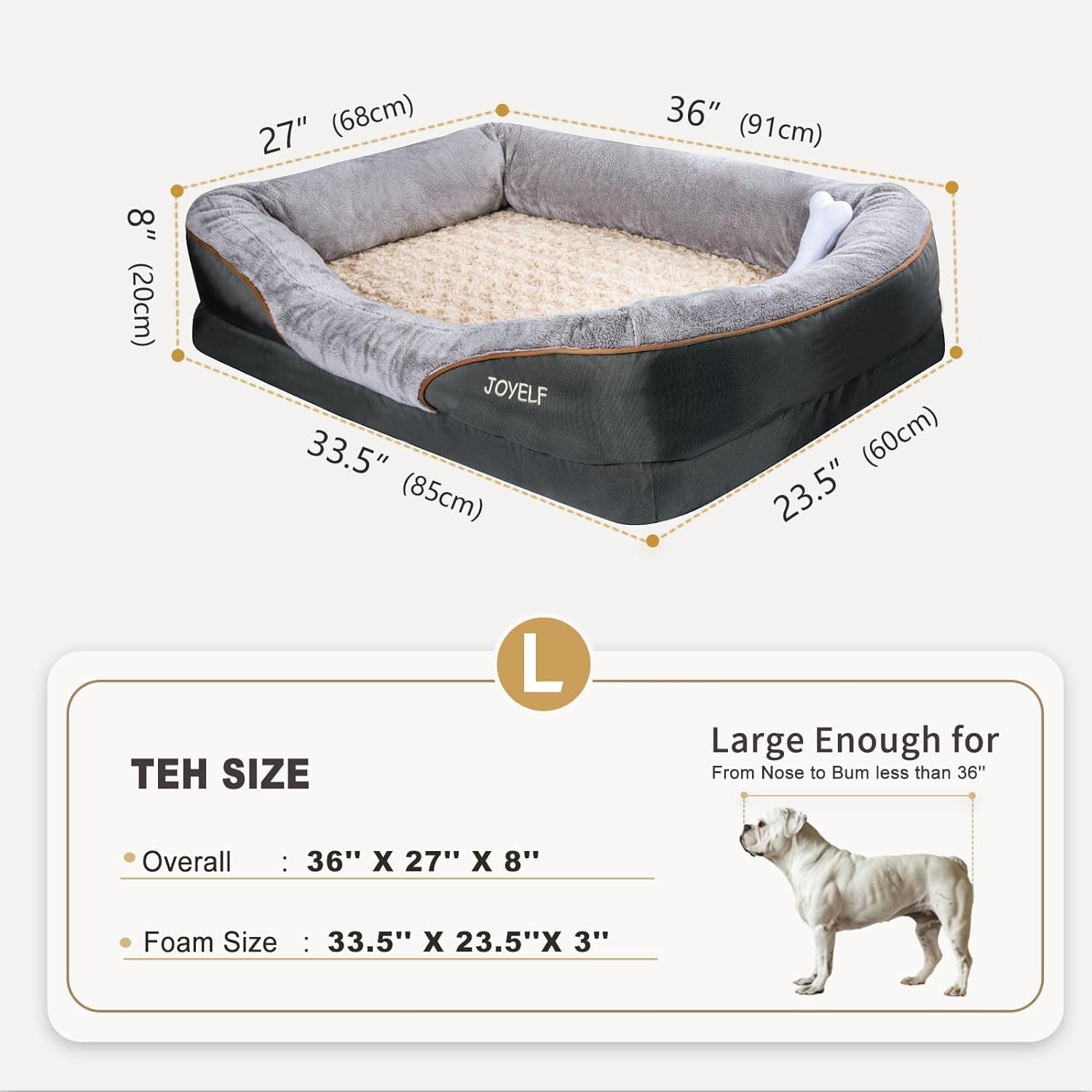 JOYELF Orthopedic Dog Bed 🐾💤 Memory Foam Sofa w/ Bolsters & Washable Cover