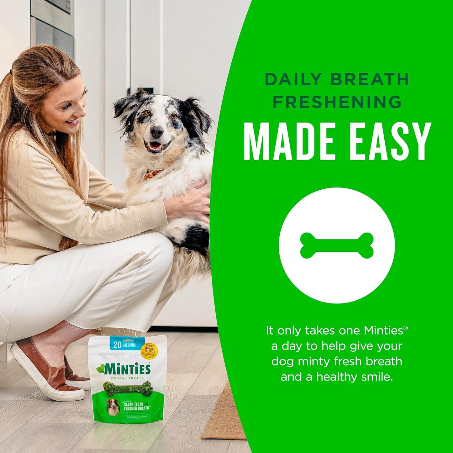 Minty Dental Chews for Dogs 🐶🌿 20ct Vet‑Recommended Treats Clean Teeth & Freshen Breath