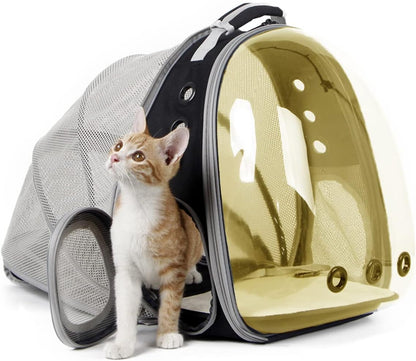 🐱🚀 Back‑Expandable Cat Backpack Carrier — Space Capsule Bubble Window (Up to 12 lbs)