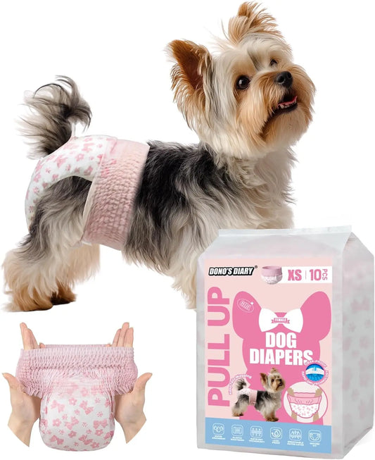 Dono Disposable Female Dog Diapers - 360° Stretchy Waist, Super-Absorbent & Leak-Proof Design for Dogs in Heat - Perfect for Summer Fun & Pet Lovers!