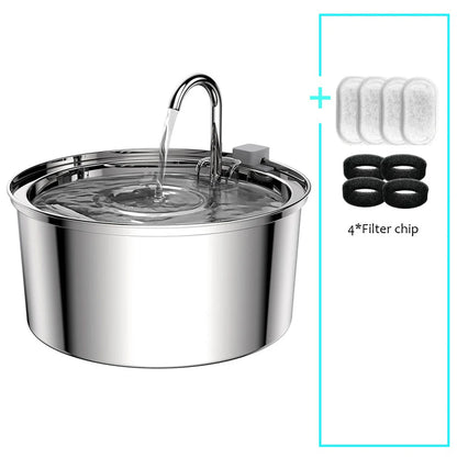 Automatic Stainless Steel Pet Water Fountain – USB Quiet Filtered Drinking Bowl