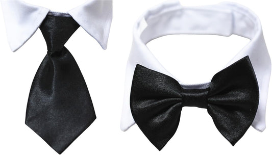 Dapper Dog Tuxedo Collar with Black Tie - Ideal for All Breeds!