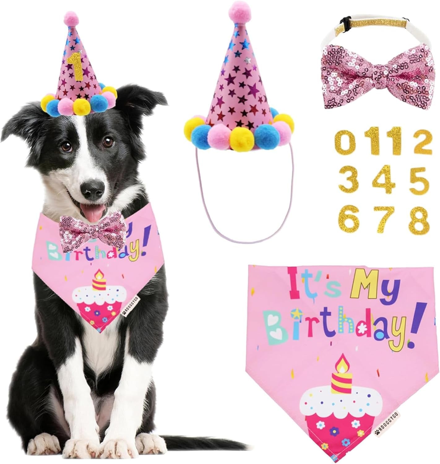Blue Dog Birthday Bandana, Party Hat & Bow Tie Set for Medium/Large Pups 🎂🐾