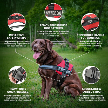 Comfort & Safety for Your Pup: Adjustable Emotional Support Dog Vest Harness - Pink, Large (27-33") with Reflective Straps, Removable Patches, and Convenient Handle