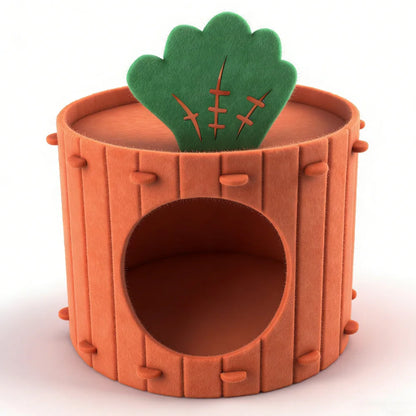 Felt Cloth Cat Nest Carrot Theme Bed Soft & Durable Detachable Pet Cave House Scratch Board Wear-Resistant Semi-Enclosed Cat Bed