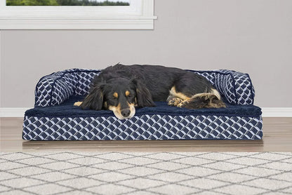 “Furhaven Cozy Couch Bed 🐶💤 Orthopedic Support for Sweet Snoozers”