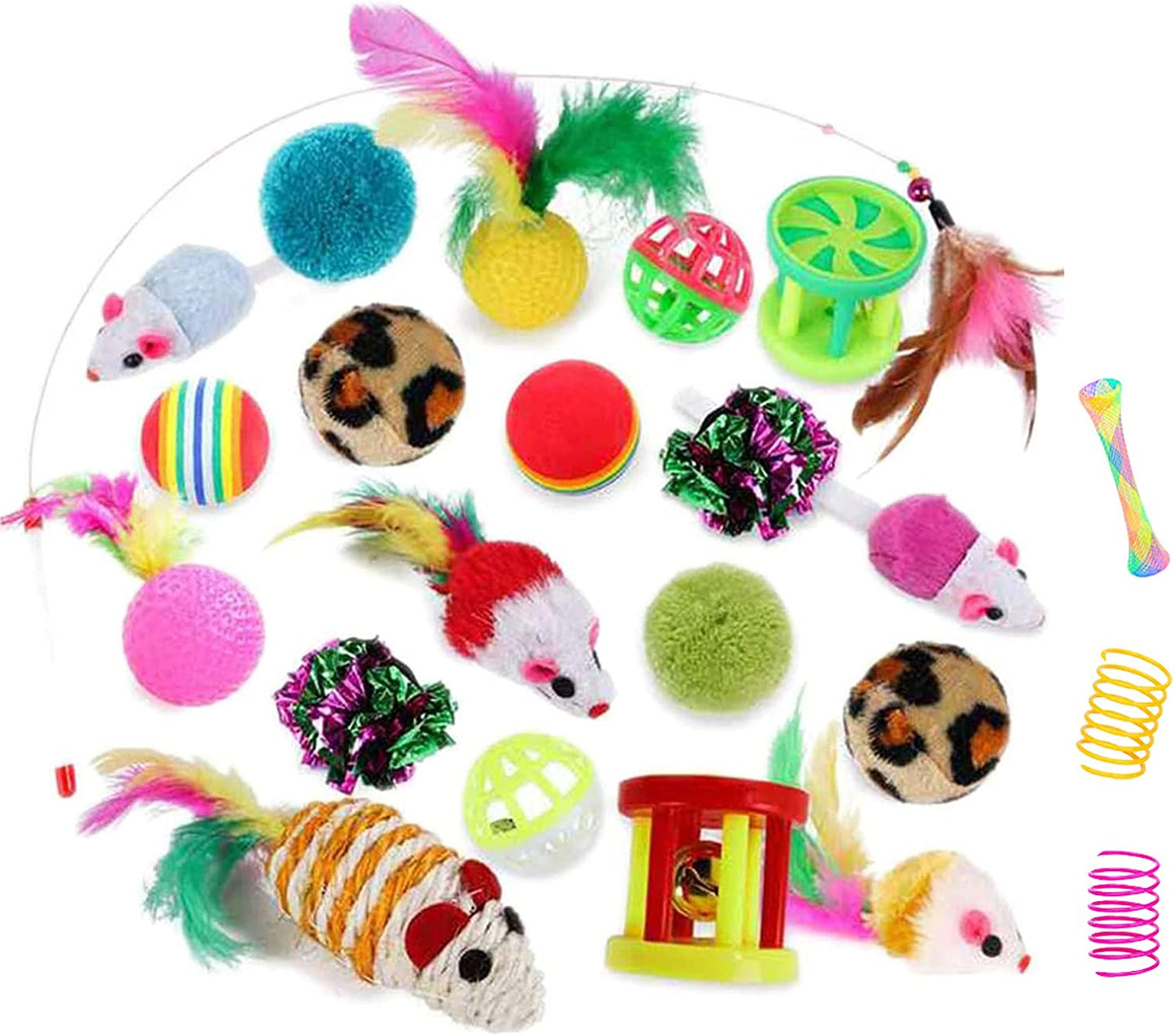 Ultimate 32-Piece Interactive Cat Toys Set - Foldable Rainbow Tunnel, Feather Teasers, Crinkle Balls & More for Hours of Fun!