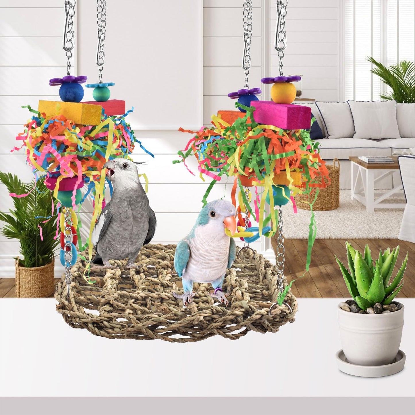 🦜 Bird Grass Swing Mat & Climbing Hammock Toy for Conures, Parakeets, Budgies 🪶