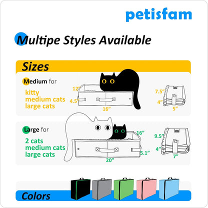 Portable Cat Travel Litter Box – lightweight, zipped design for easy carrying and mess-free travel in car, hotel, or airplane!
