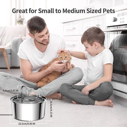 Automatic Stainless Steel Pet Water Fountain – USB Quiet Filtered Drinking Bowl