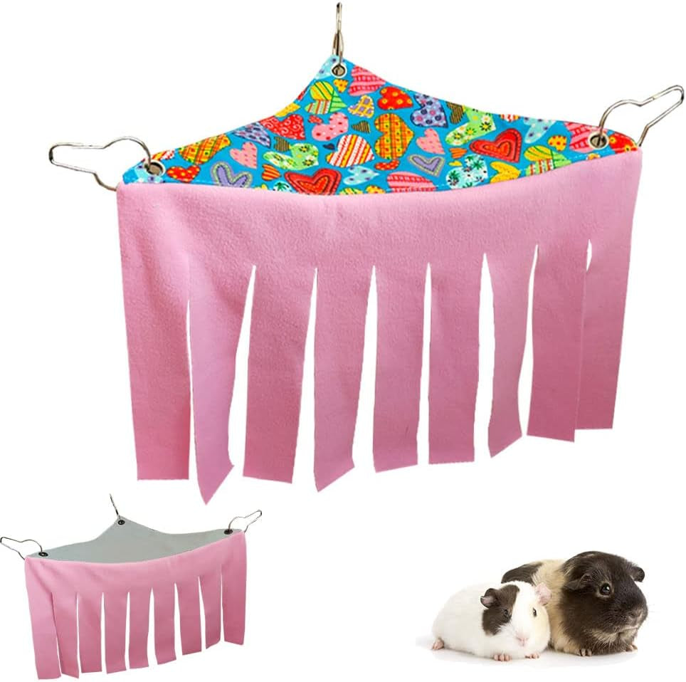 Reversible Corner Hideout Hammock 🐹🌿 Cozy Fleece Forest for Guinea Pigs & Small Pets