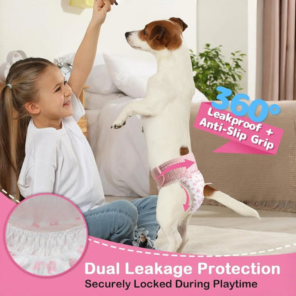 Dono Disposable Female Dog Diapers - 360° Stretchy Waist, Super-Absorbent & Leak-Proof Design for Dogs in Heat - Perfect for Summer Fun & Pet Lovers!