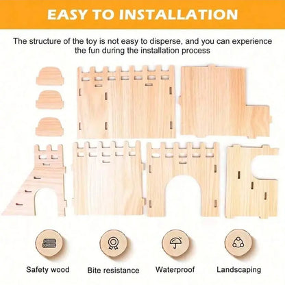 Exciting Wooden Hamster Toy House and Swing Set - Perfect for Dwarf Hamsters, Sandhamsters & Mice! Interactive Playtime Fun!