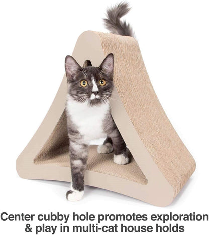 Ultimate 3-Sided Vertical Cat Scratching Post & Lounge - 100% Recyclable Cardboard with 6 Usable Sides, Perfect for Play & Perch!