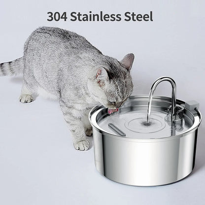 Automatic Stainless Steel Pet Water Fountain – USB Quiet Filtered Drinking Bowl