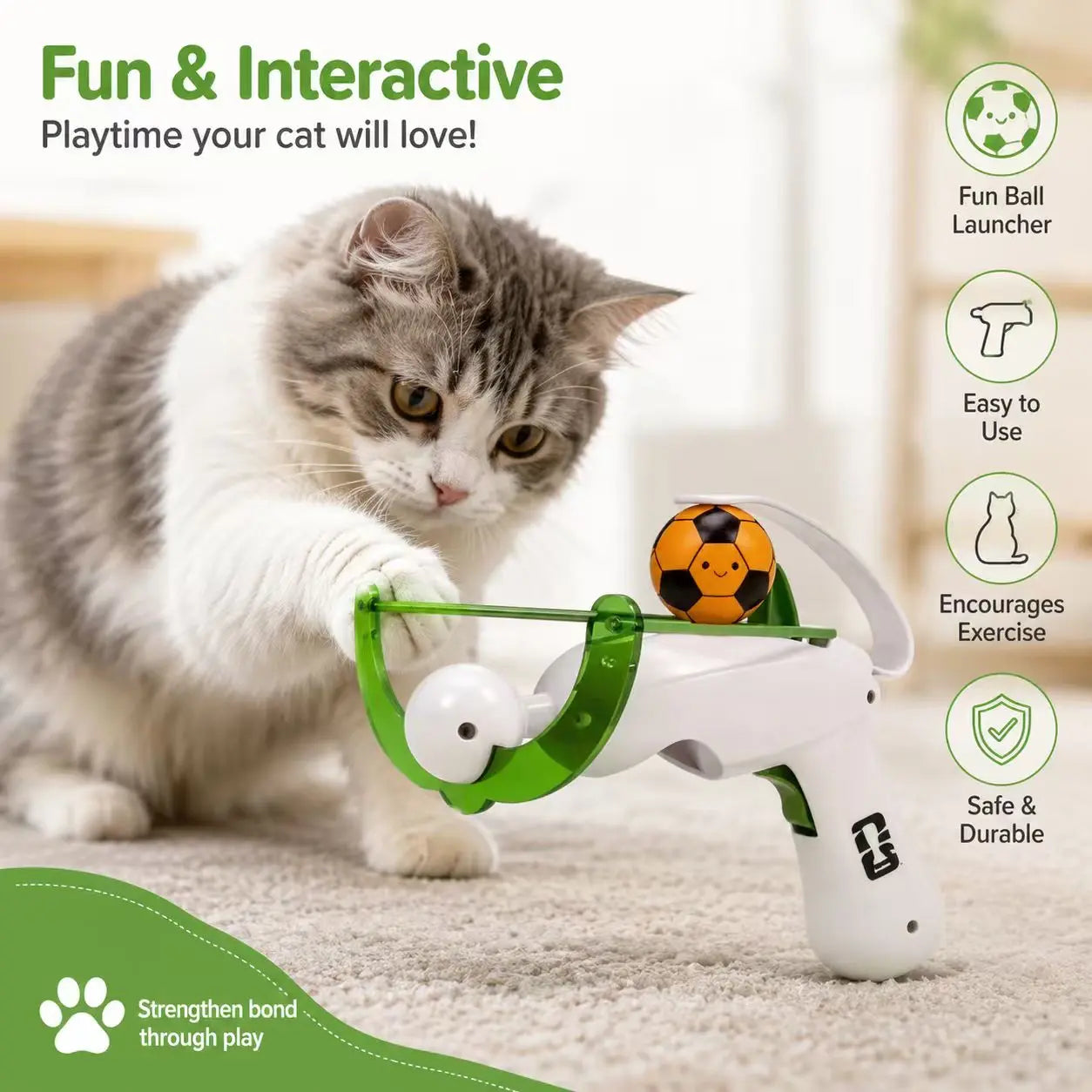 FIFA Official Interactive Cat Ball Launcher – Endless Fetch Fun for Active Play and Hunting Instincts