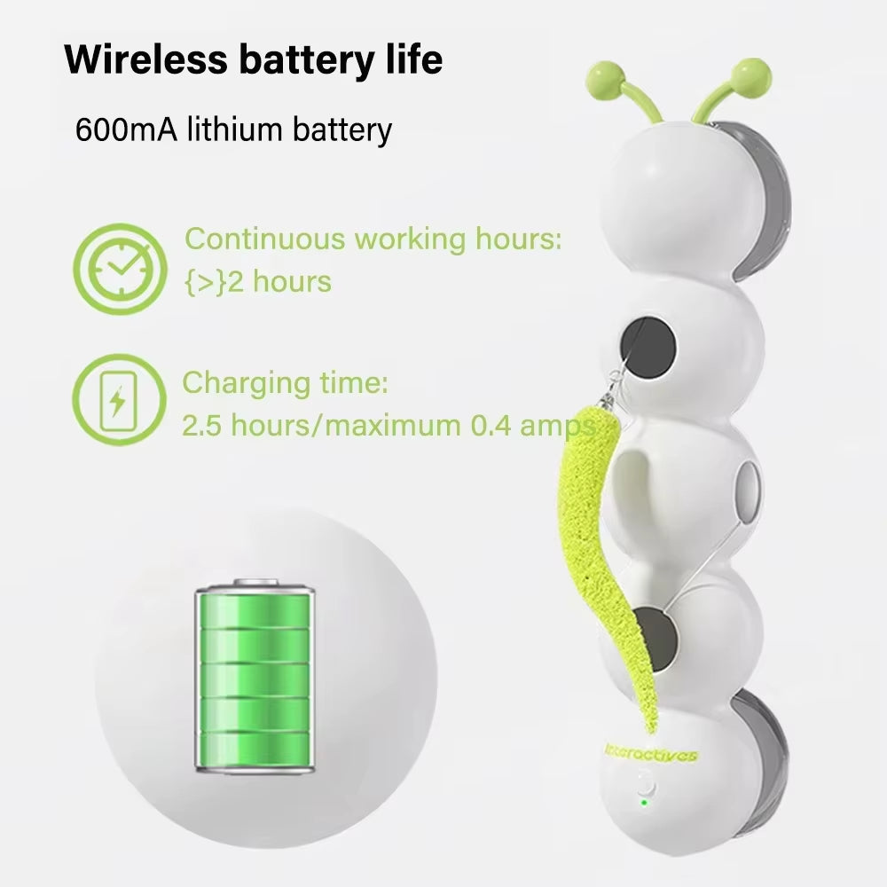 🐛⚡ Caterpillar Motion‑Activated Cat Toy — Wack‑A‑Worm Rechargeable Teasing Post with Tail