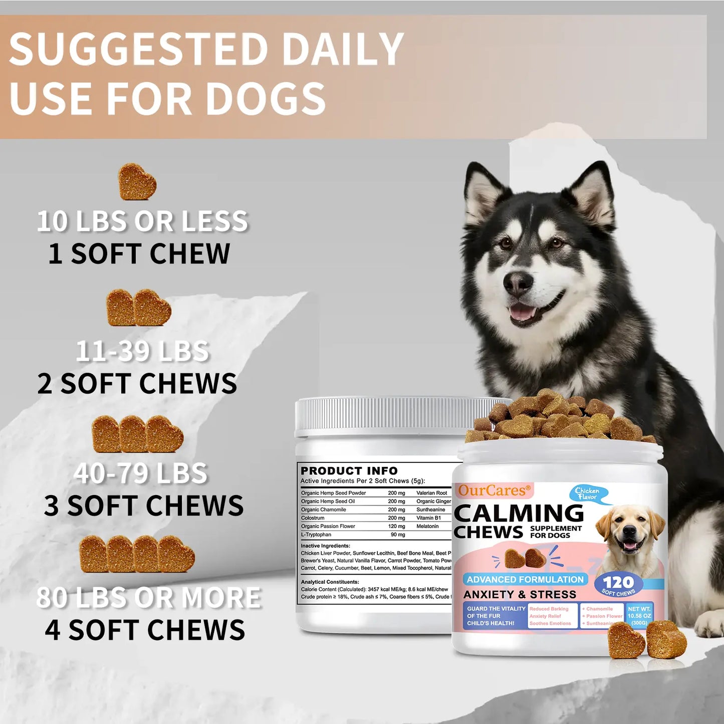 Calm Your Dog Naturally with OURCARES Calming Bites – Soft Chews for Stress Relief and Composure Support