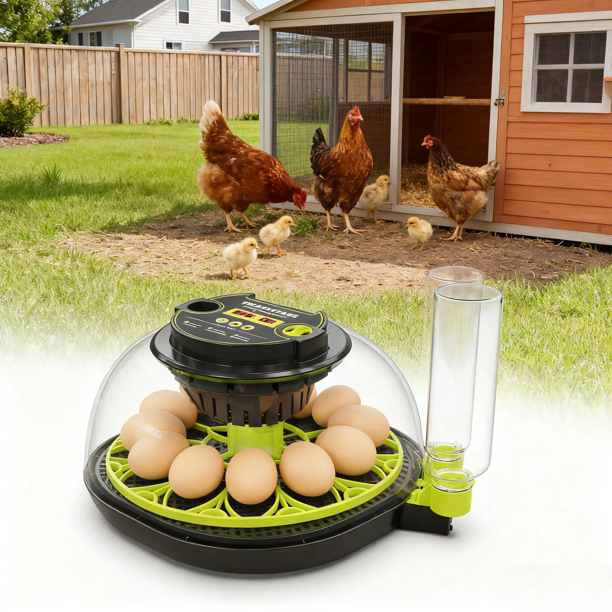 Automatic Egg Incubator with Humidity Display, Built-In Egg Candler, and 360° Transparent View for Home Chicken Hatching and Poultry Farming