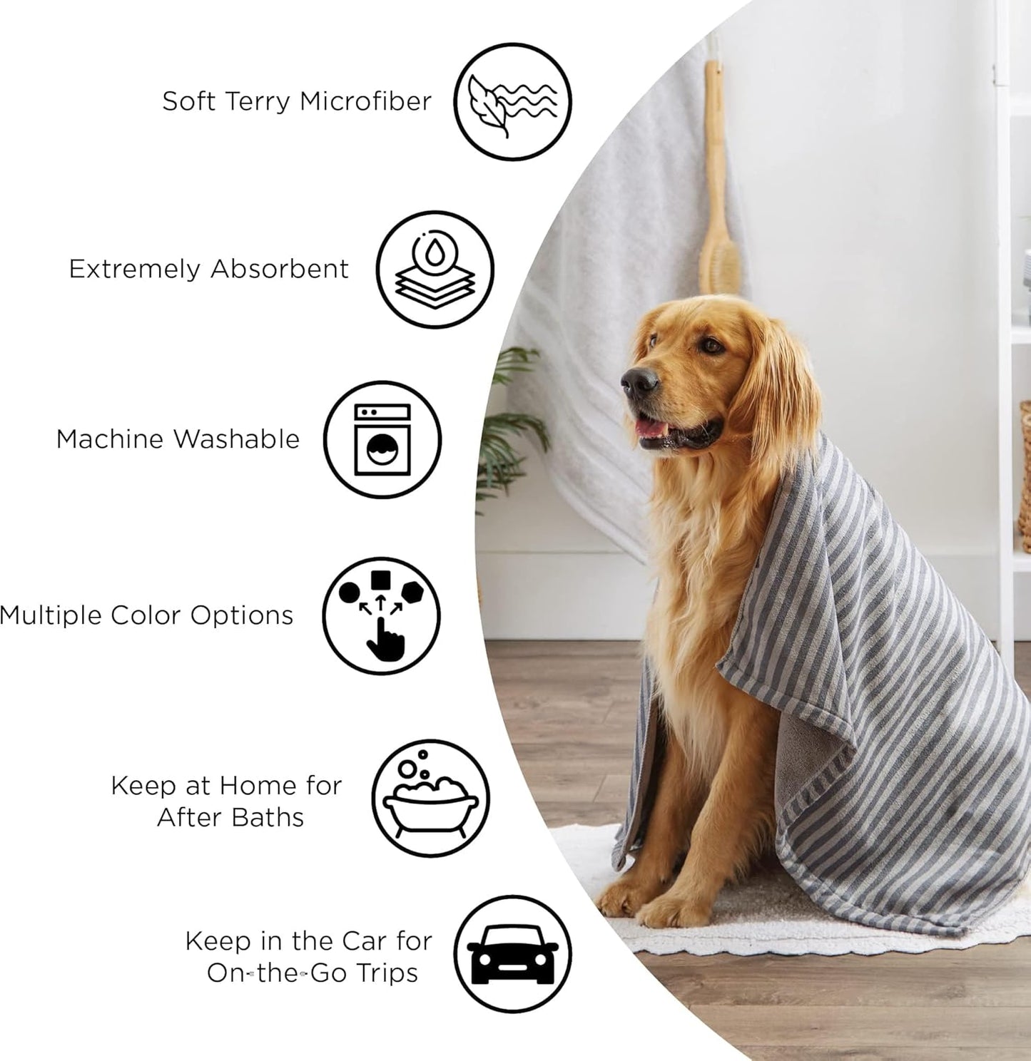 Bone Dry Microfiber Pet Towel 🐾🛁 Ultra‑Absorbent 41x23.5" Dog & Cat Drying Towel