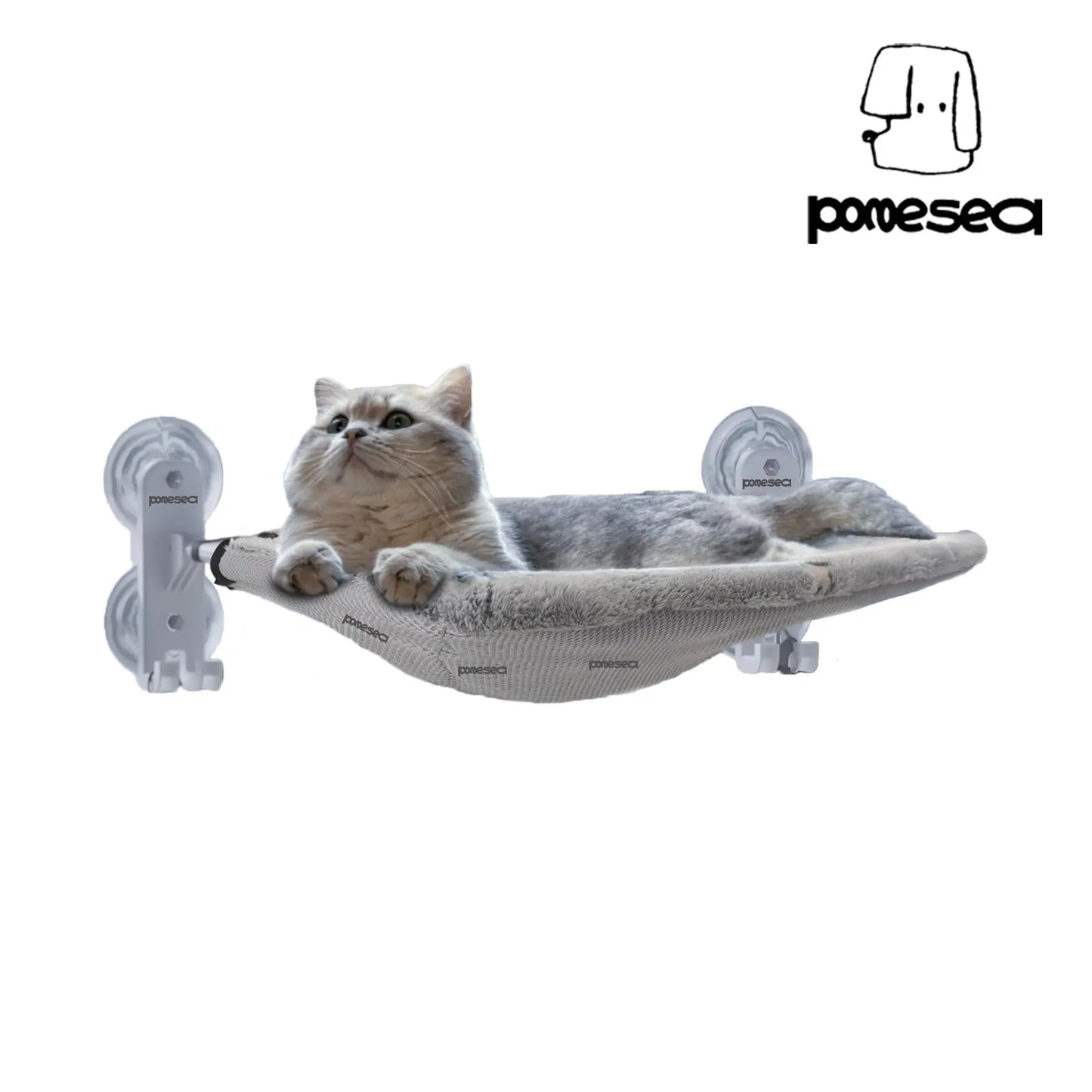 POMESEA Glow-in-the-Dark Cat Window Perch - Foldable Sunbathing Hammock with Hook Design for Large Cats