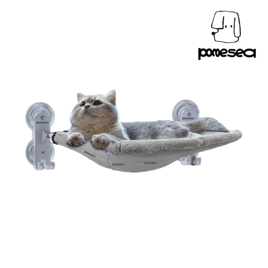 POMESEA Glow-in-the-Dark Cat Window Perch - Foldable Sunbathing Hammock with Hook Design for Large Cats
