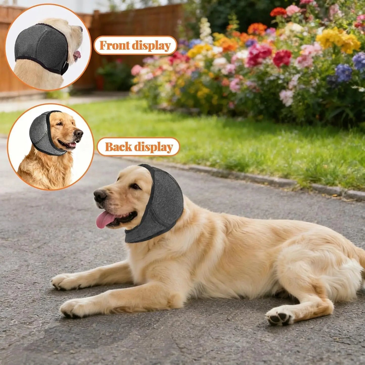 Dog Ear Muffs for Noise Protection - Comfortable Adjustable Ear Wrap for Calming Dogs During Fireworks, Bathing, and Swimming