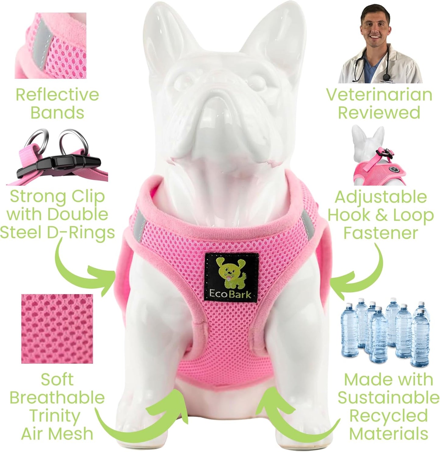 Teacup Dog Harness 💗 XXS Soft Mesh Step‑In Vest – No‑Pull Halter for Toy Breeds