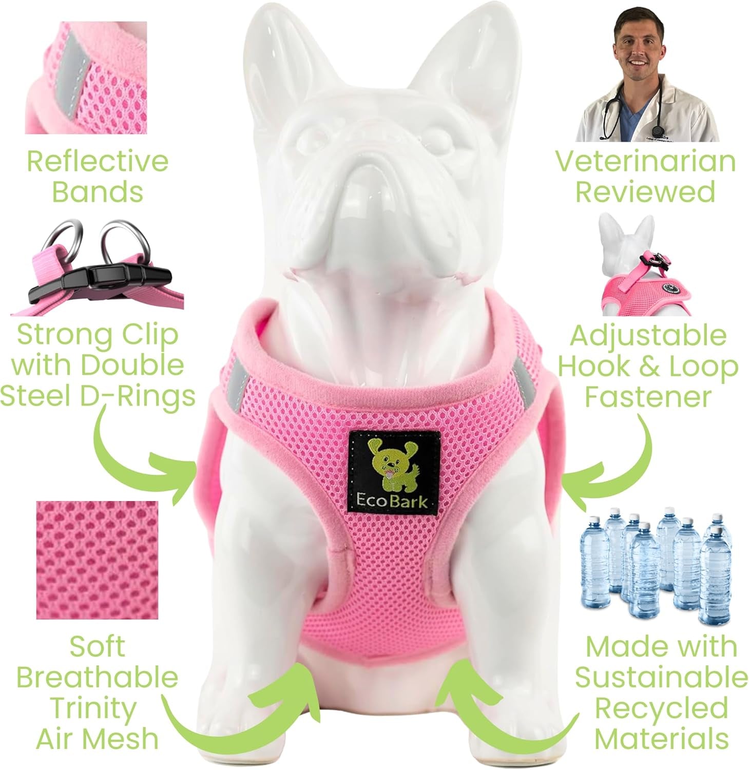 Teacup Dog Harness 💗 XXS Soft Mesh Step‑In Vest – No‑Pull Halter for Toy Breeds
